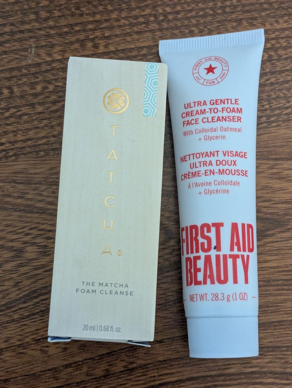 Tatcha Matcha Foam Cleanser And First Aid Beauty Ultra Gentle Cream To Foam